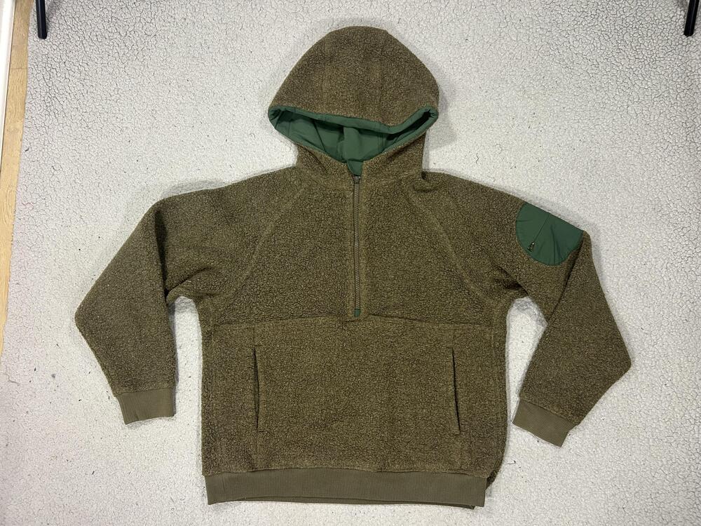 Outdoor Voices Megafleece Hoodie Womens Medium Green Wool Blend Half Zip